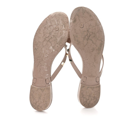 Valentino Garavani PVC Jelly Rockstud Bow Thong Sandals 39 Poudre 5 of 7