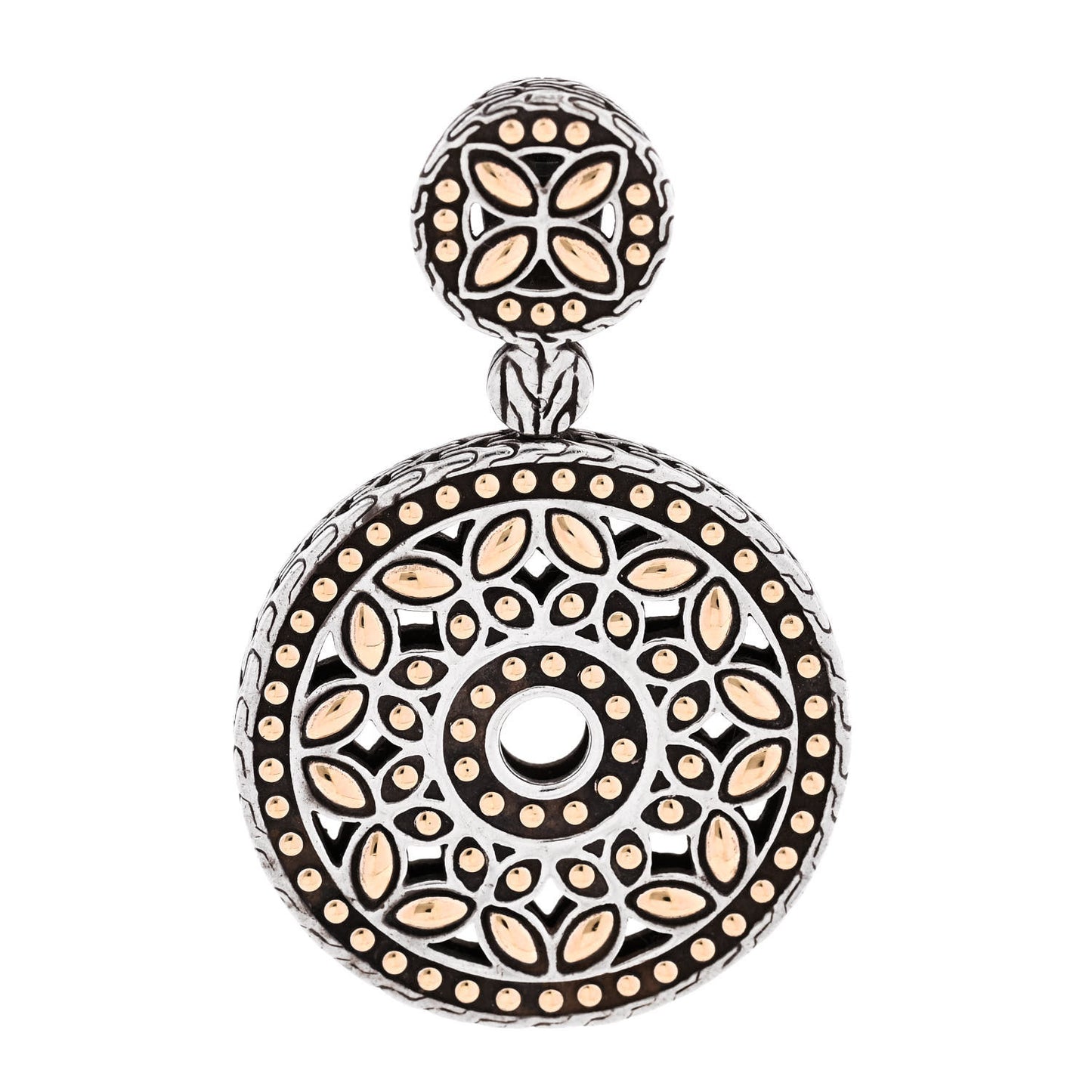 Sterling Silver 18K Yellow Gold Batu Kawang Round Pendant