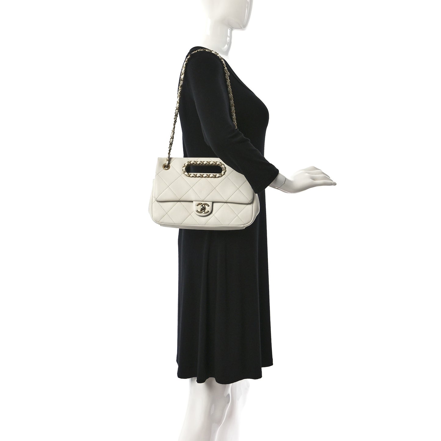 Lambskin A Real Catch Flap Bag White