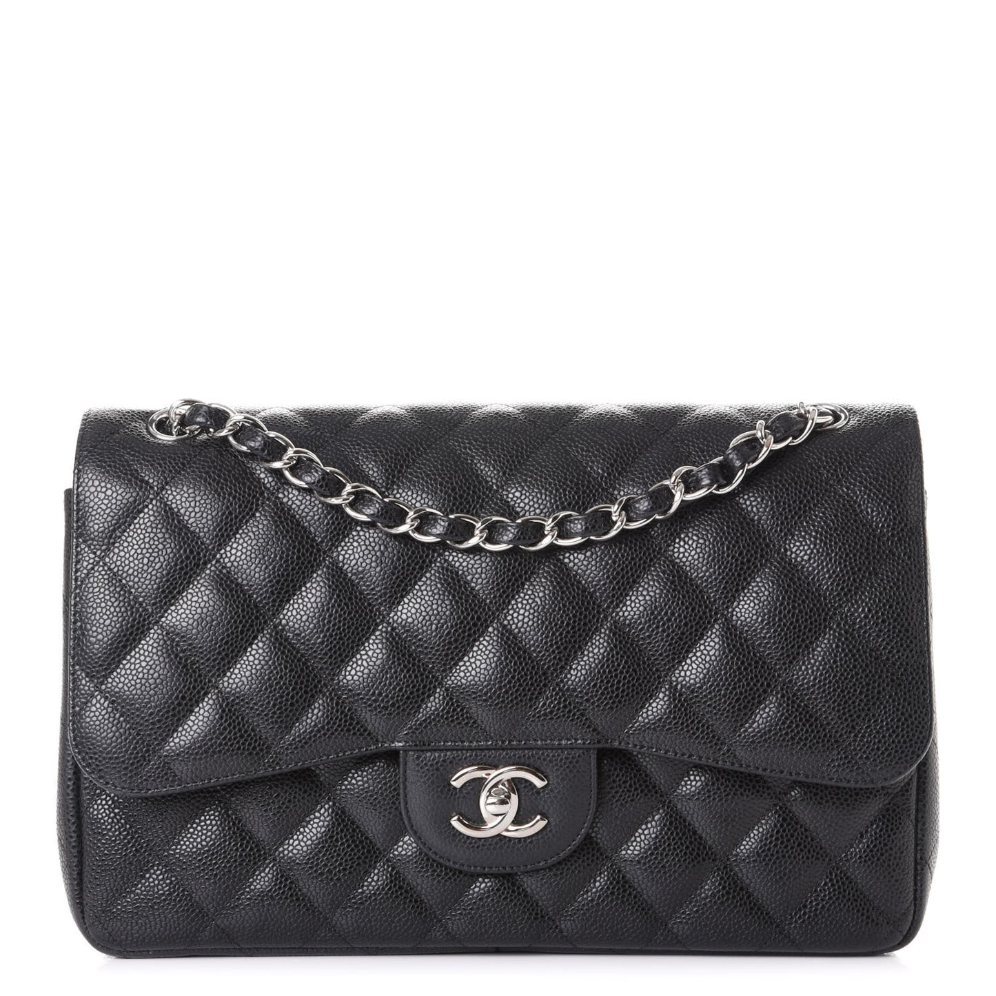 Caviar Quilted Jumbo Double Flap Black