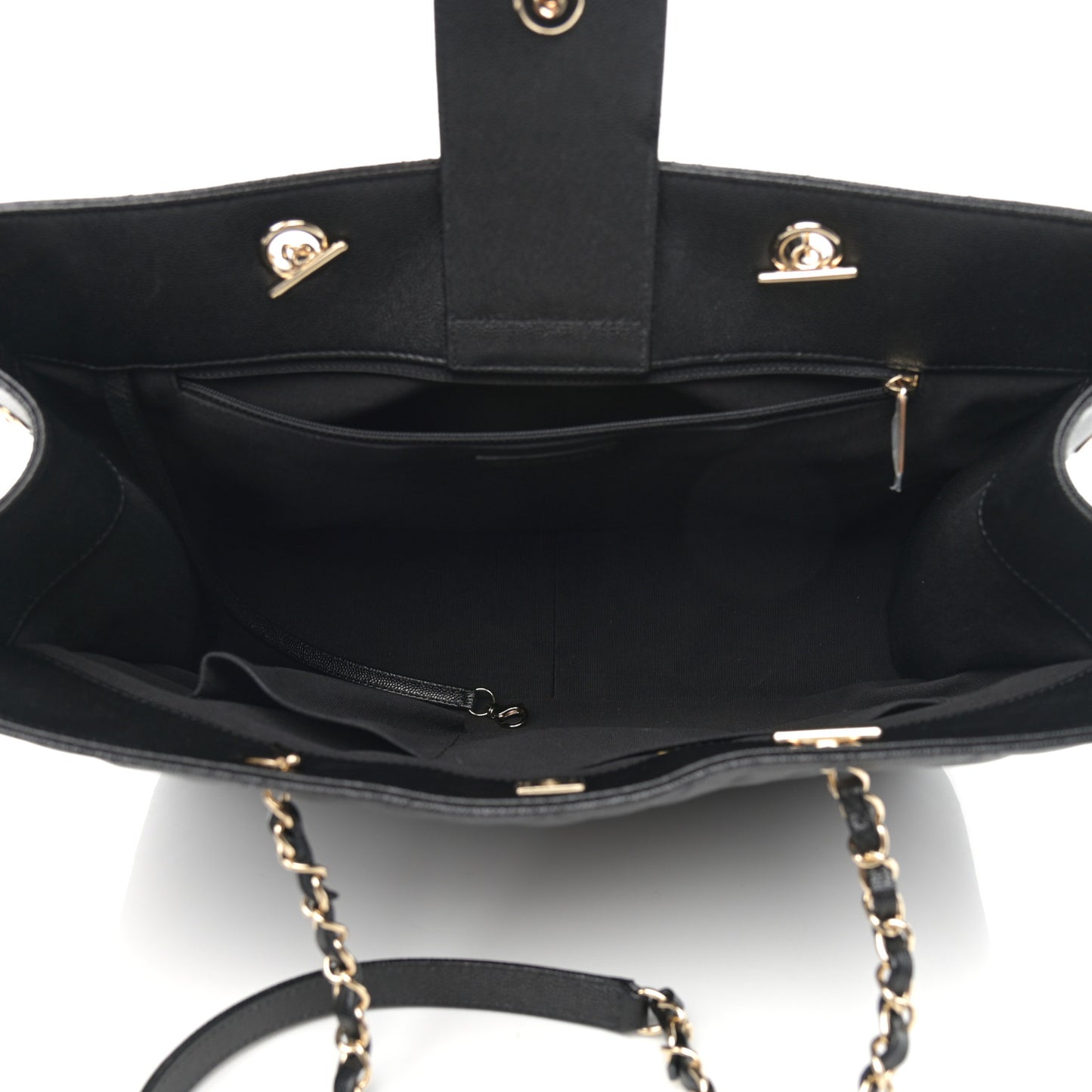 Caviar Quilted Large Shopping Tote Black