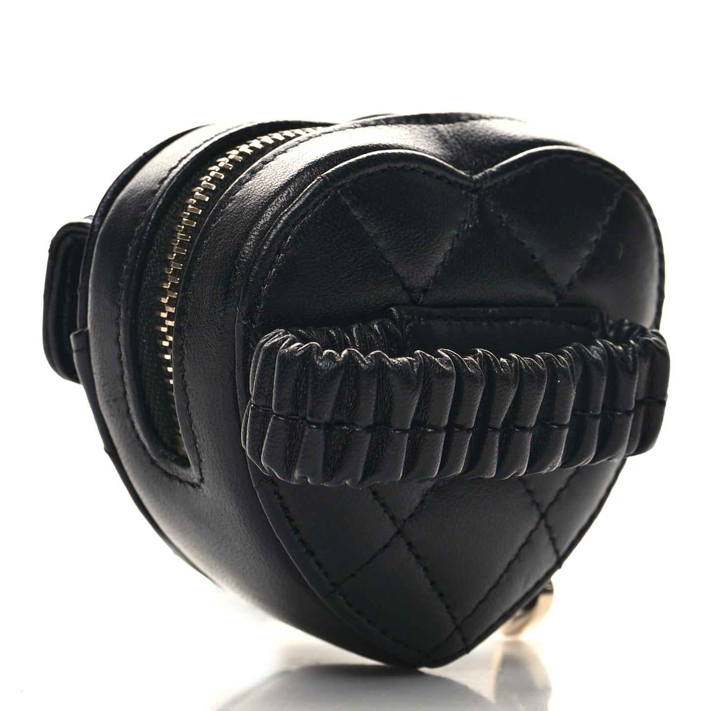 Lambskin Quilted CC In Love Heart Zipped Arm Coin Purse Black