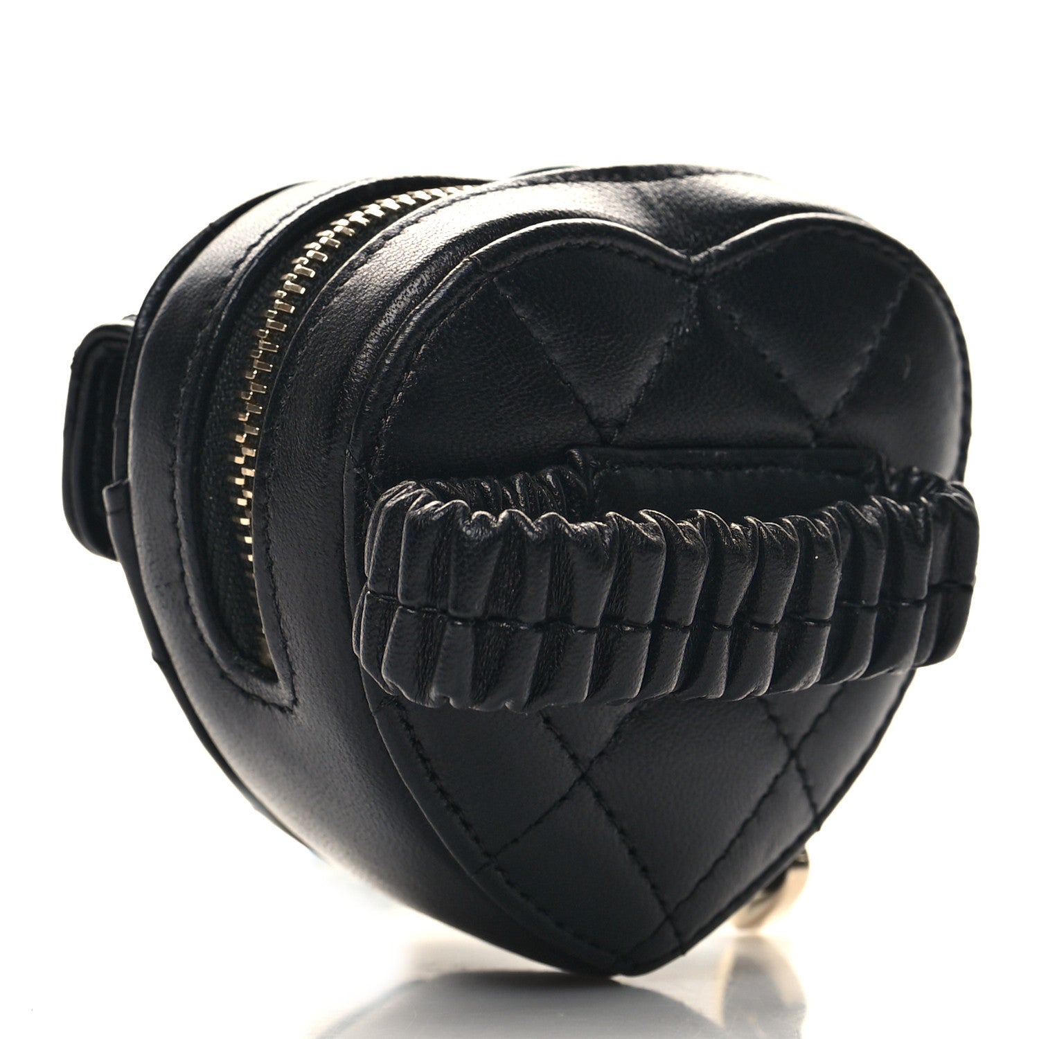 Chanel Lambskin Quilted CC In Love Heart Zipped Arm Coin Purse Black 3 of 9