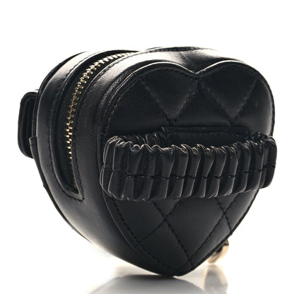Chanel Lambskin Quilted CC In Love Heart Zipped Arm Coin Purse Black 3 of 9