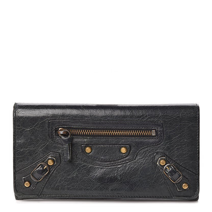 Balenciaga Agneau Classic Gold Hardware Money Wallet Black 1 of 18