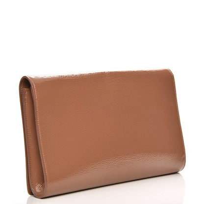 Saint Laurent Textured Patent Calfskin Monogram Large Belle De Jour Clutch Nude 3 of 8