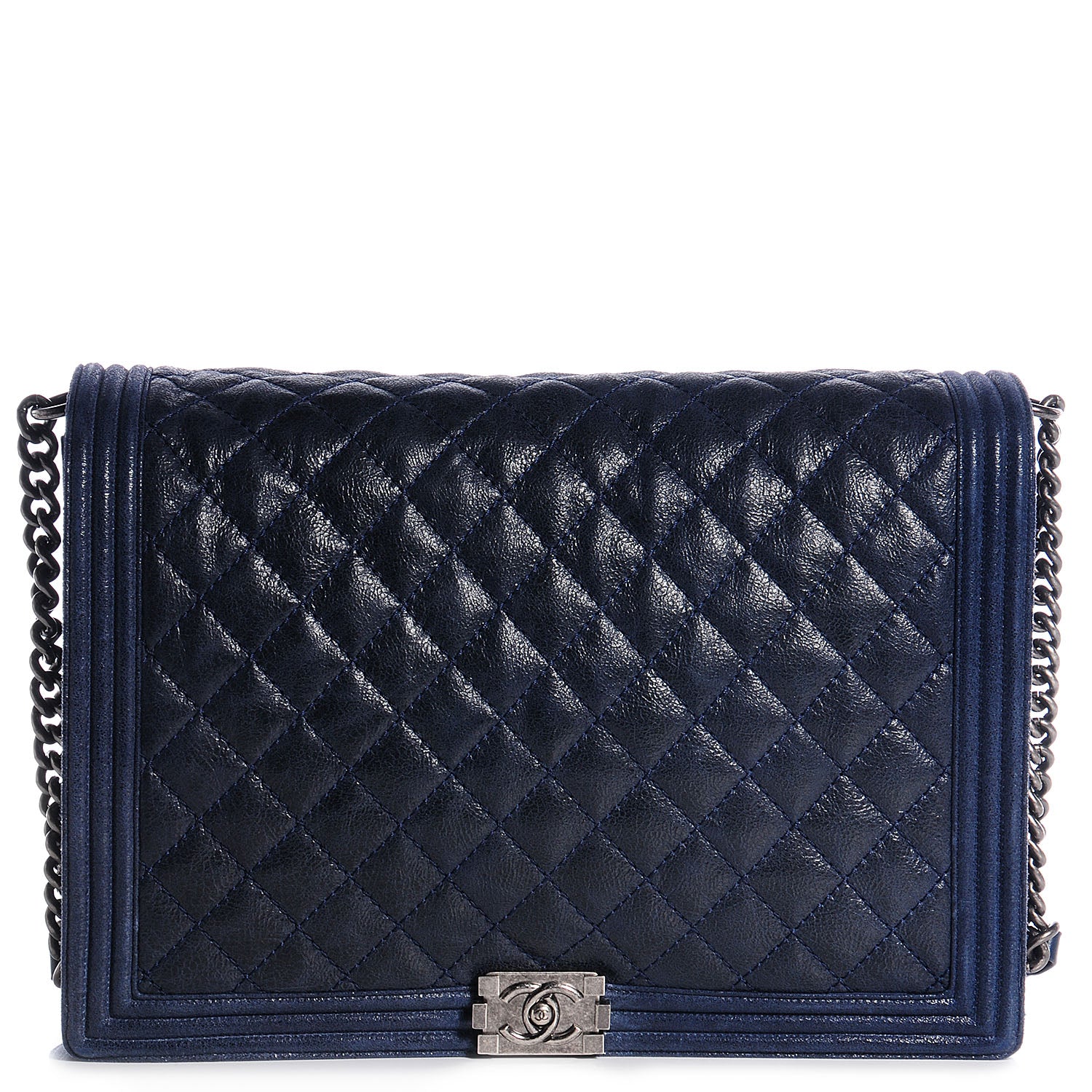 Chanel Goatskin Quilted Large Gentle Boy Flap Navy 1 of 9