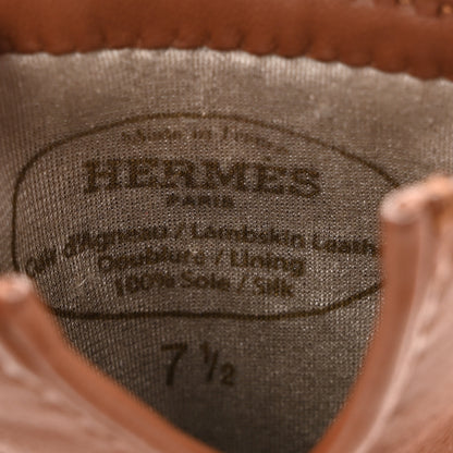 Hermes Lambskin Soya Kelly Lock Gloves 7.5 Brown 7 of 8