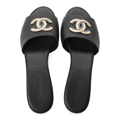Chanel Lambskin Enamel CC Mules 39.5 Black 2 of 9