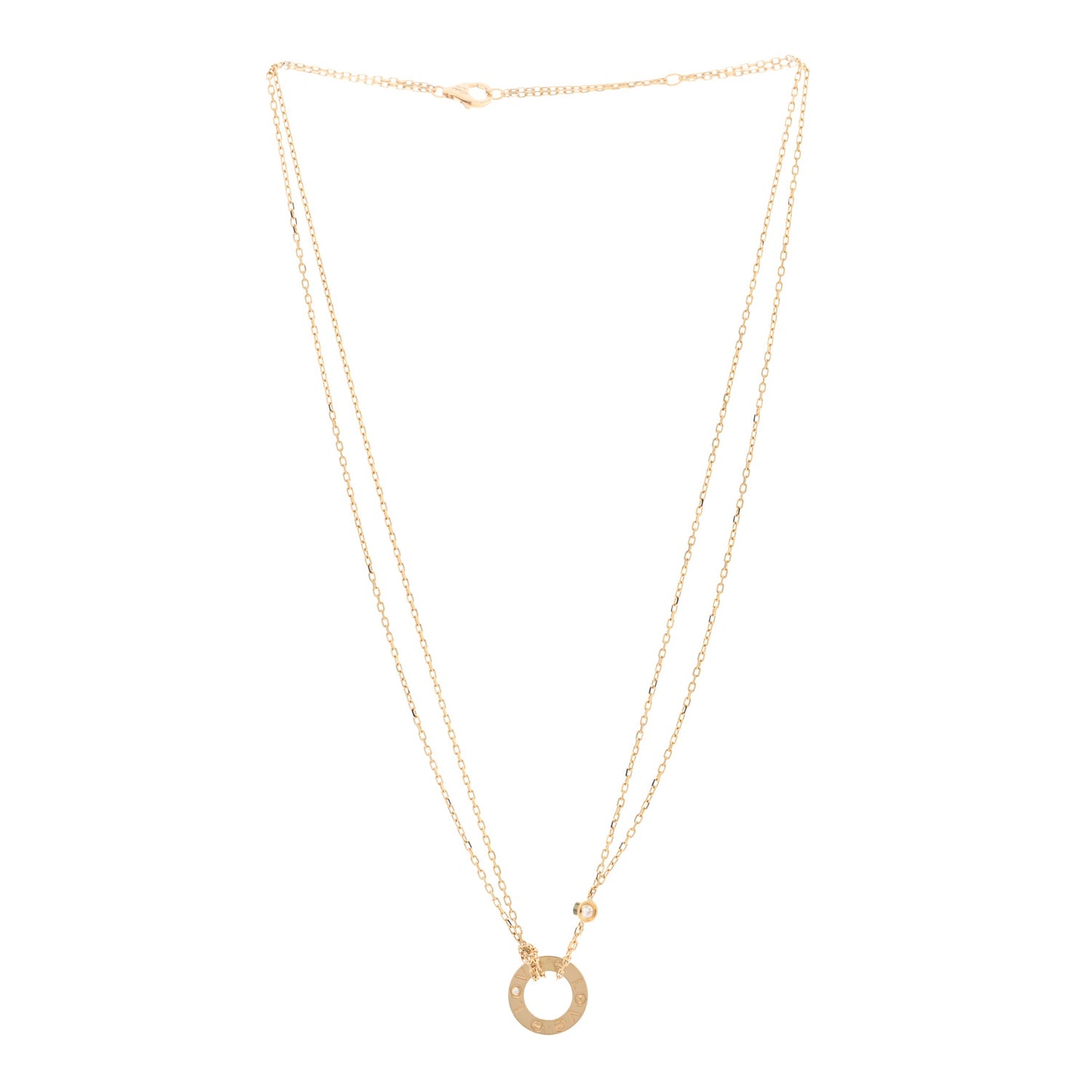 18K Yellow Gold 2 Diamond LOVE Necklace