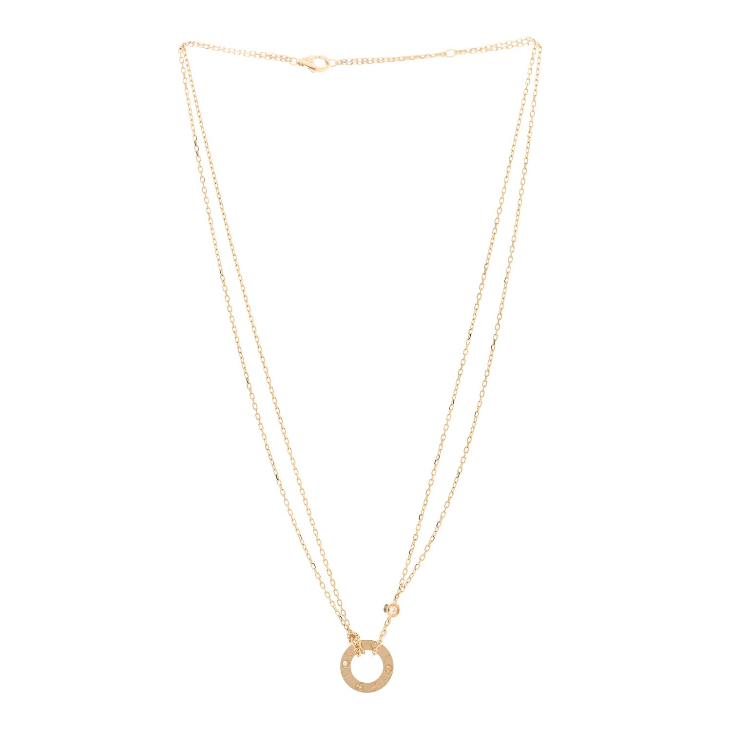 Cartier 18K Yellow Gold 2 Diamond LOVE Necklace 3 of 5