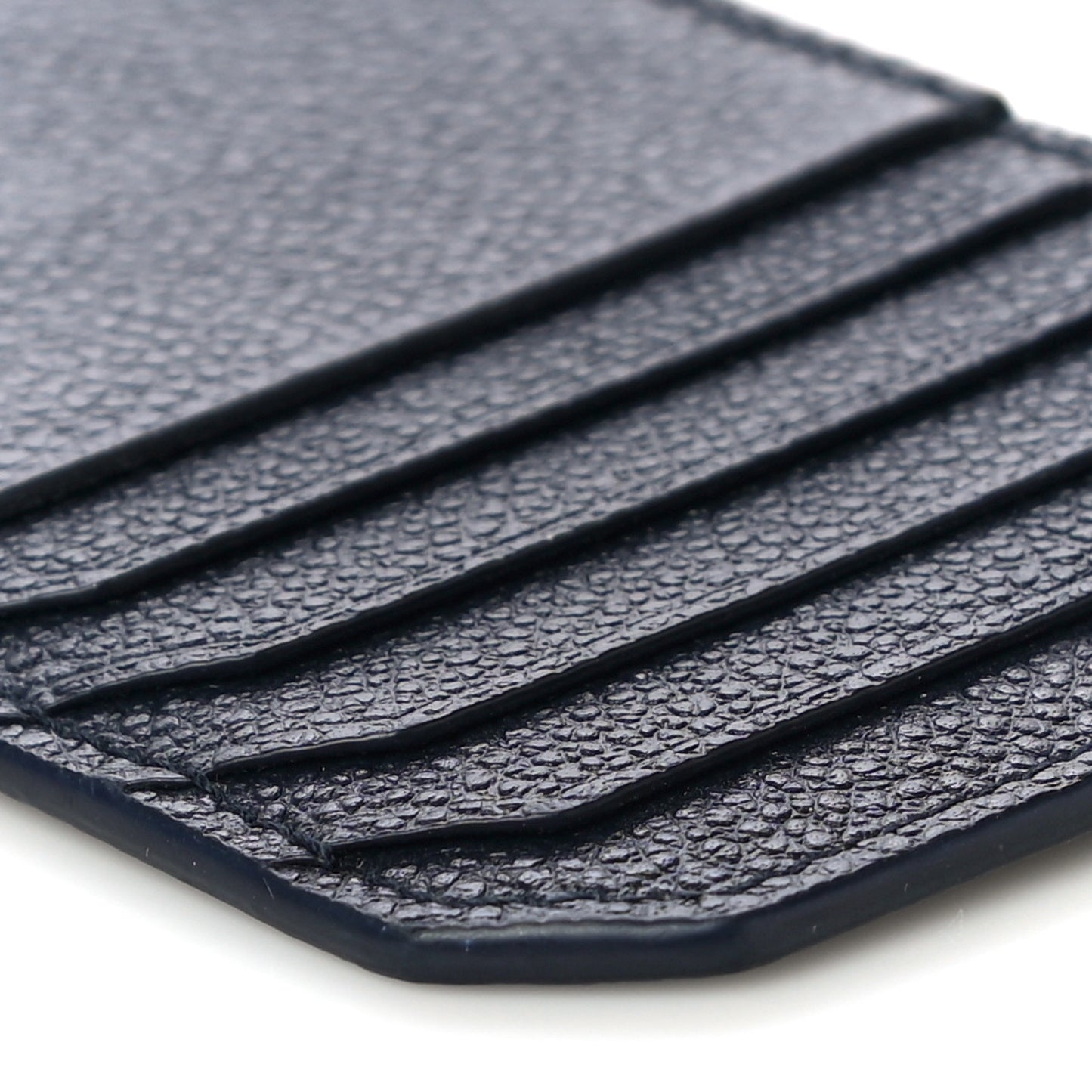 Grained Calfskin 5 Fragments Zip Pouch Card Holder Deep Marine