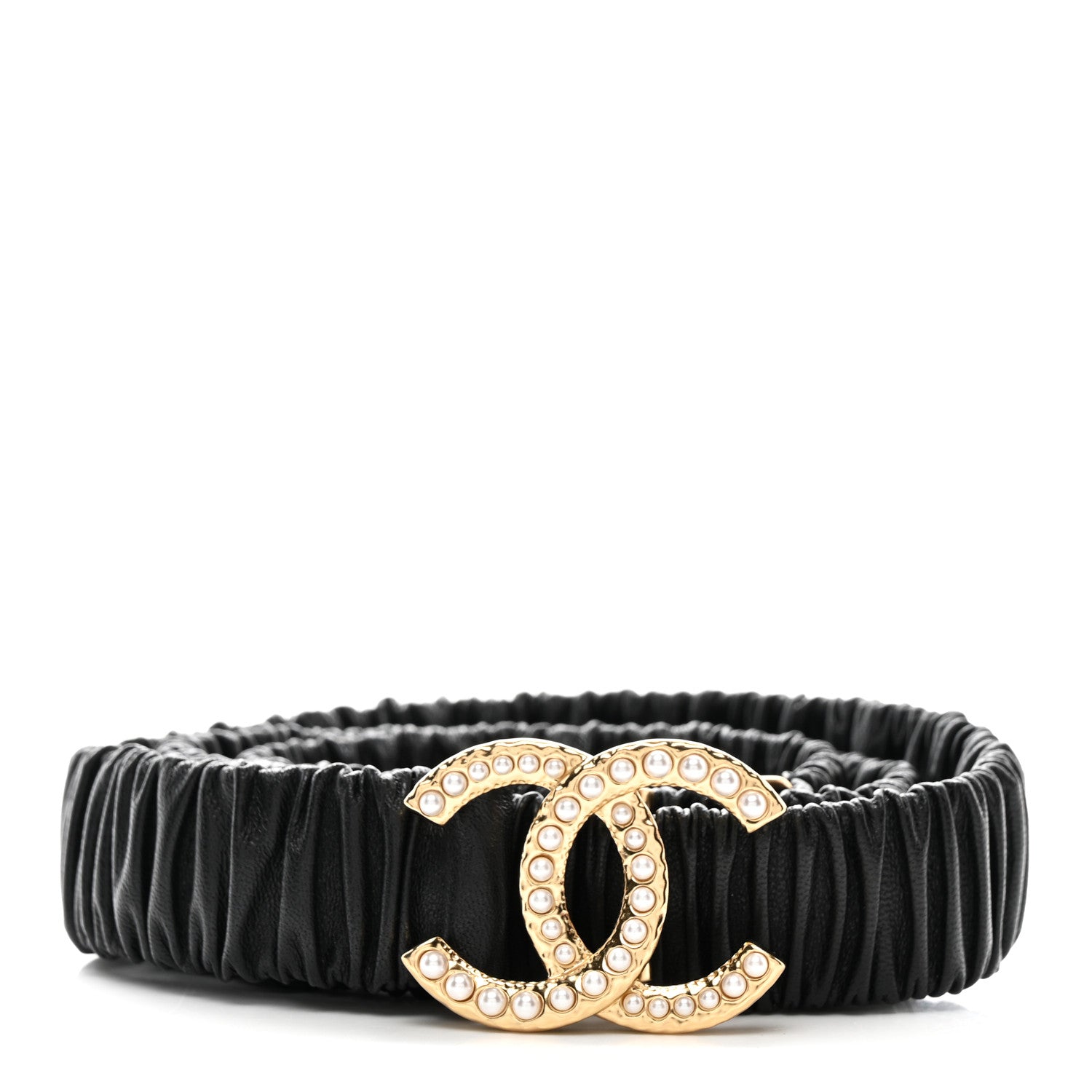 Chanel Lambskin Pearl CC Belt 90 36 Black 1 of 5