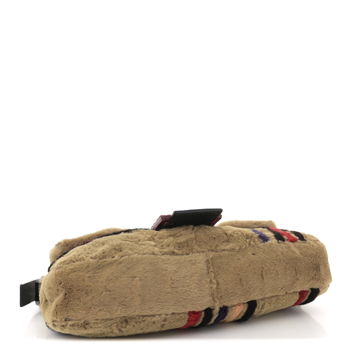 Rabbit Fur Striped Baguette Multicolor