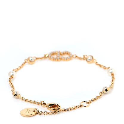 Christian Dior Metal Crystal Pearl CD Bracelet Gold 3 of 4