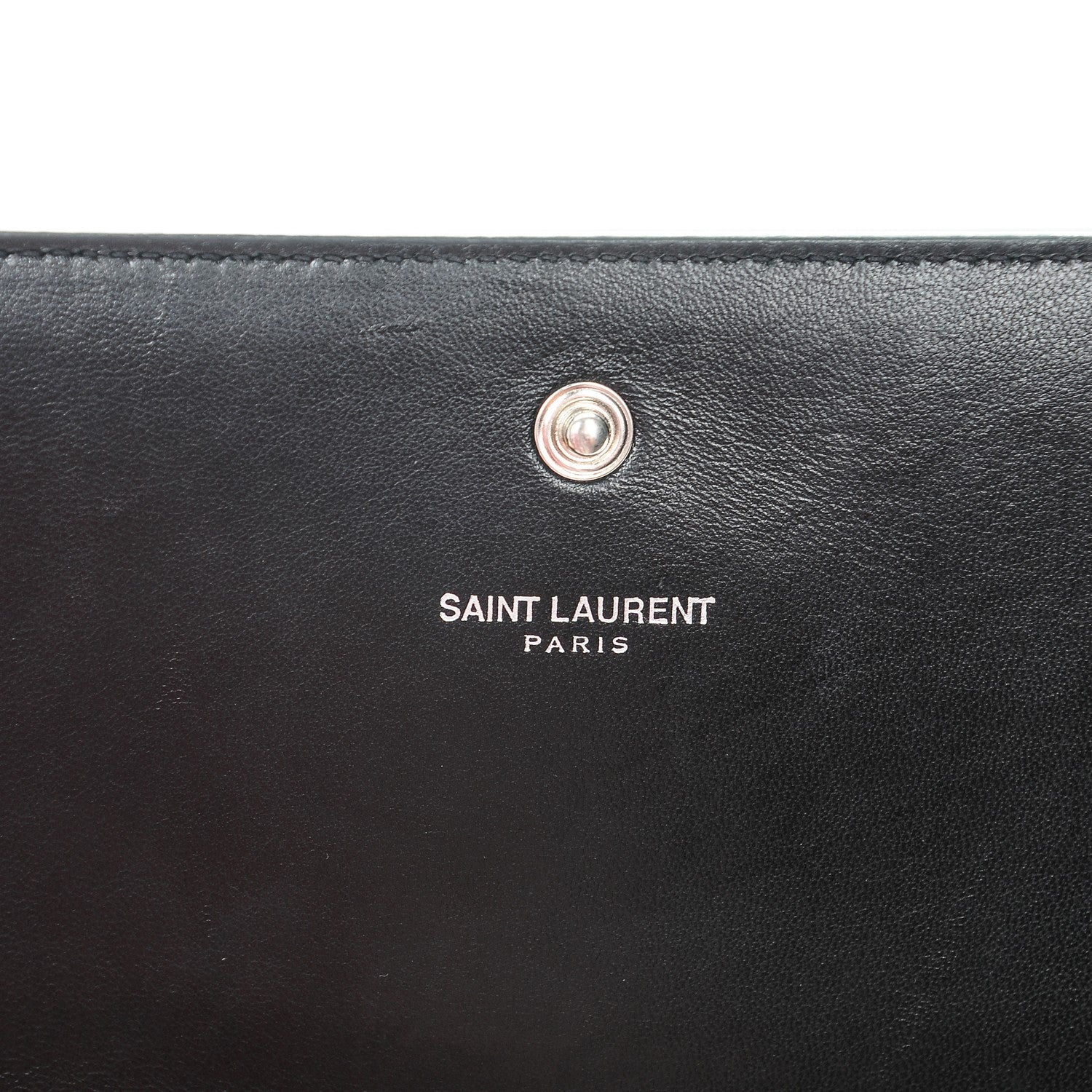 Saint Laurent Calfskin Crocodile Embossed Monogram Chain Wallet Nero Black 6 of 8