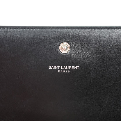 Saint Laurent Calfskin Crocodile Embossed Monogram Chain Wallet Nero Black 6 of 8