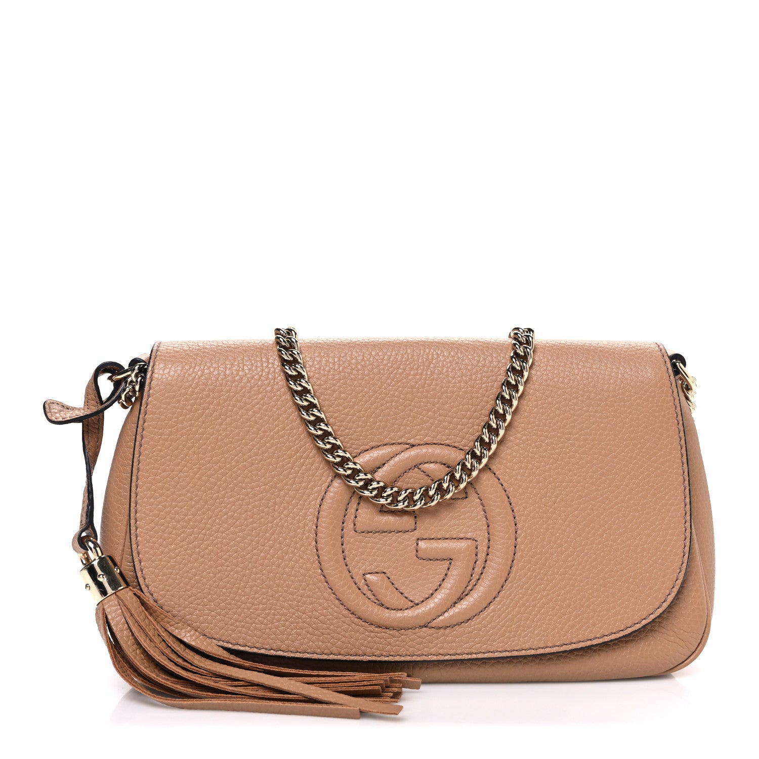Gucci Pebbled Calfskin Medium Soho Flap Crossbody Camelia 1 of 11