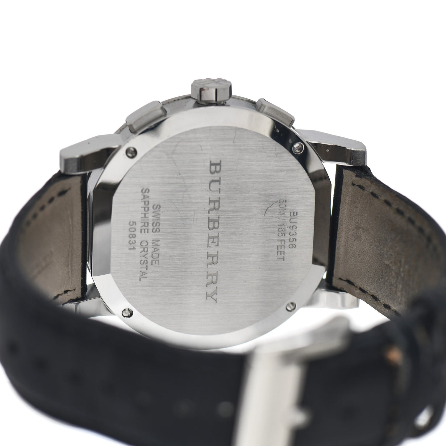 Stainless Steel Calfskin 42mm Chronograph Quartz Watch Black BU9356