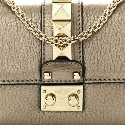 Valentino Garavani Metallic Pebbled Calfskin Mini Glam Lock Rockstud Flap Skin 7 of 12