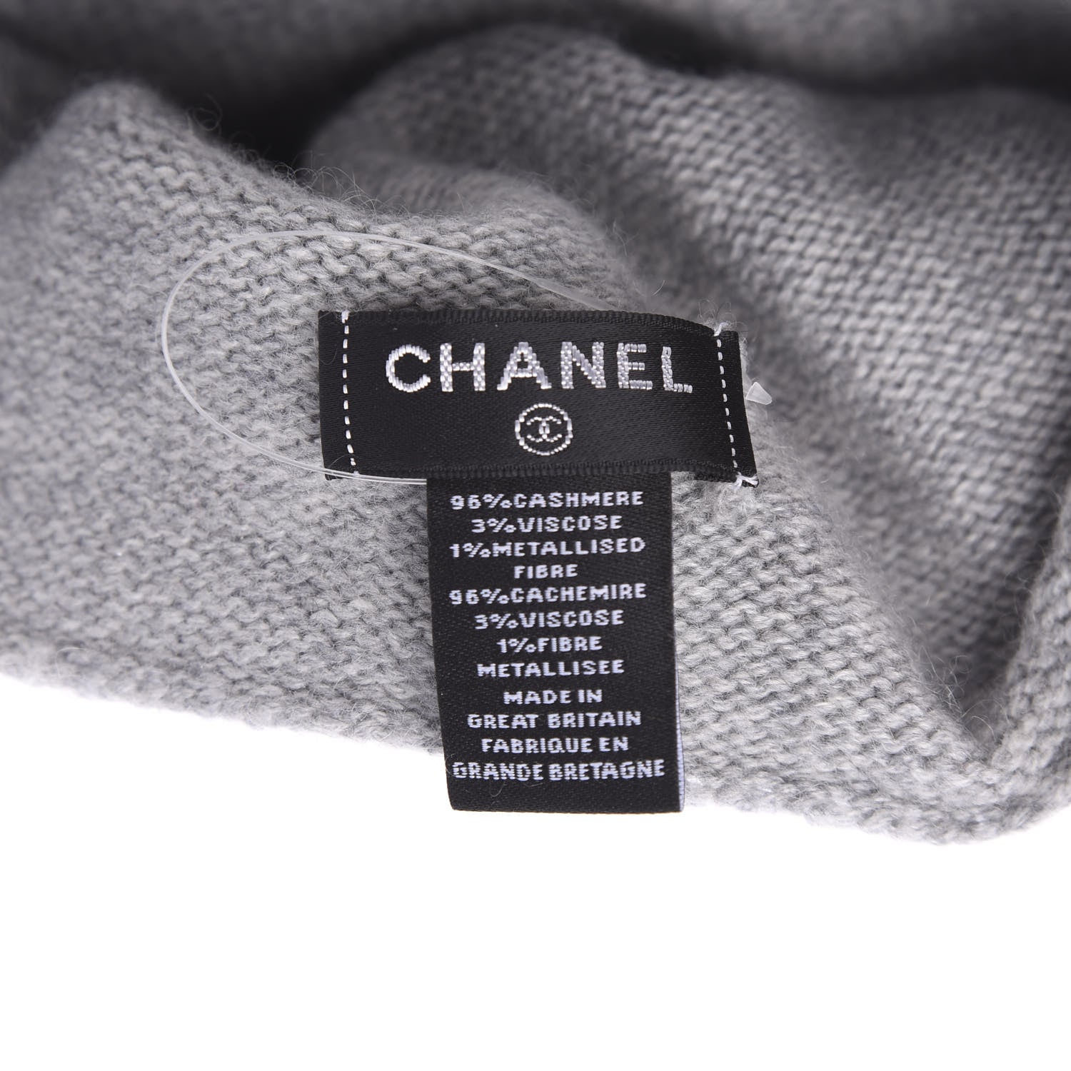 Chanel Cashmere CC Beanie Hat Grey 3 of 3