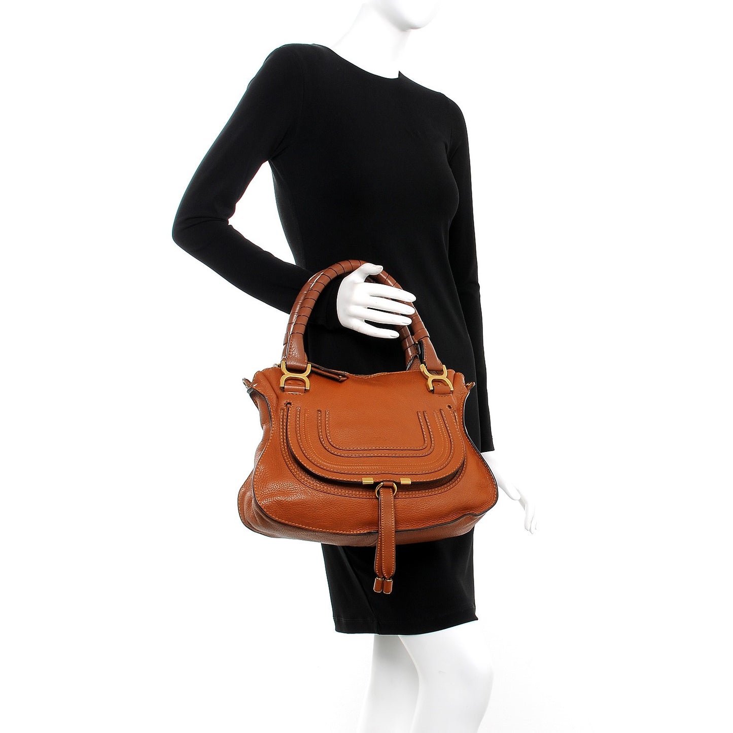 Calfskin Medium Marcie Satchel Tan
