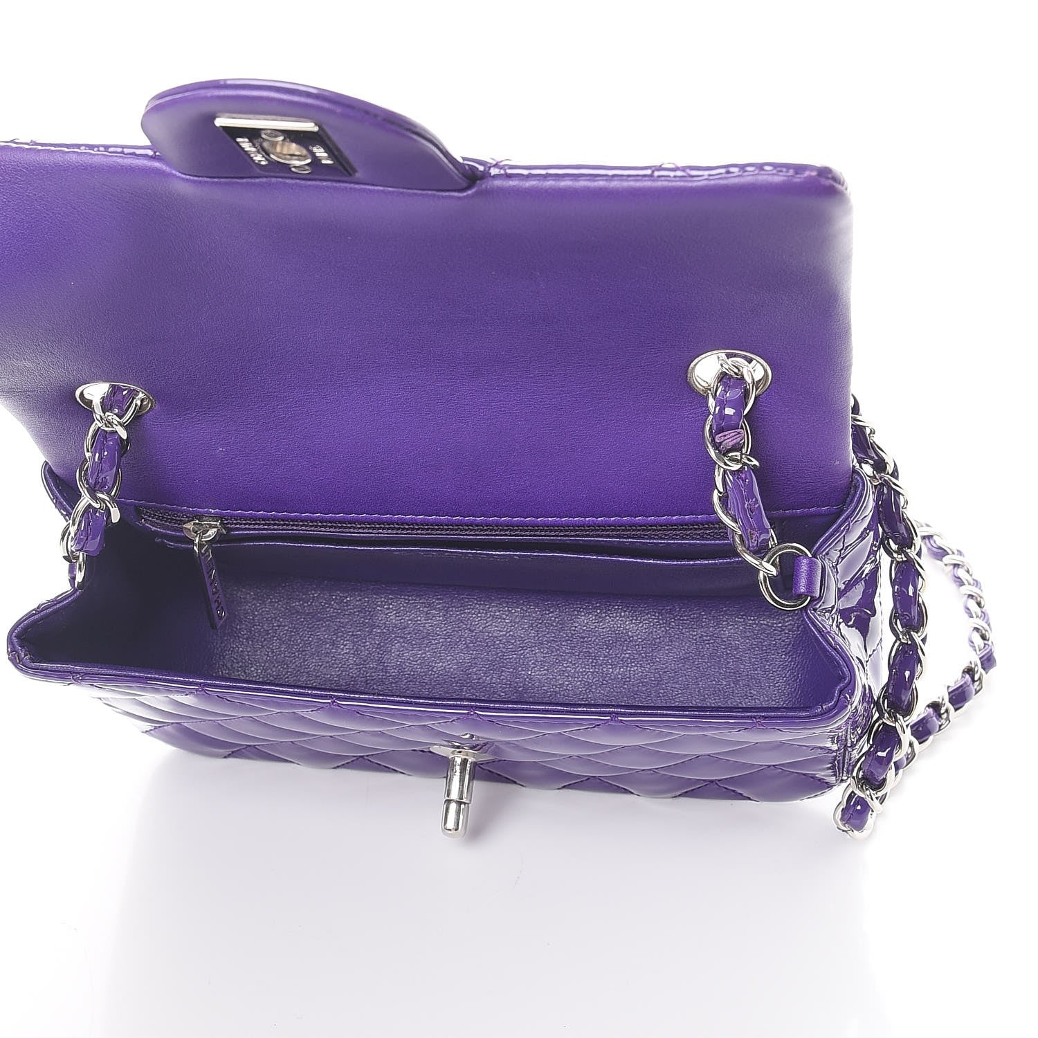 Chanel Patent Quilted Mini Rectangular Flap Purple 5 of 7