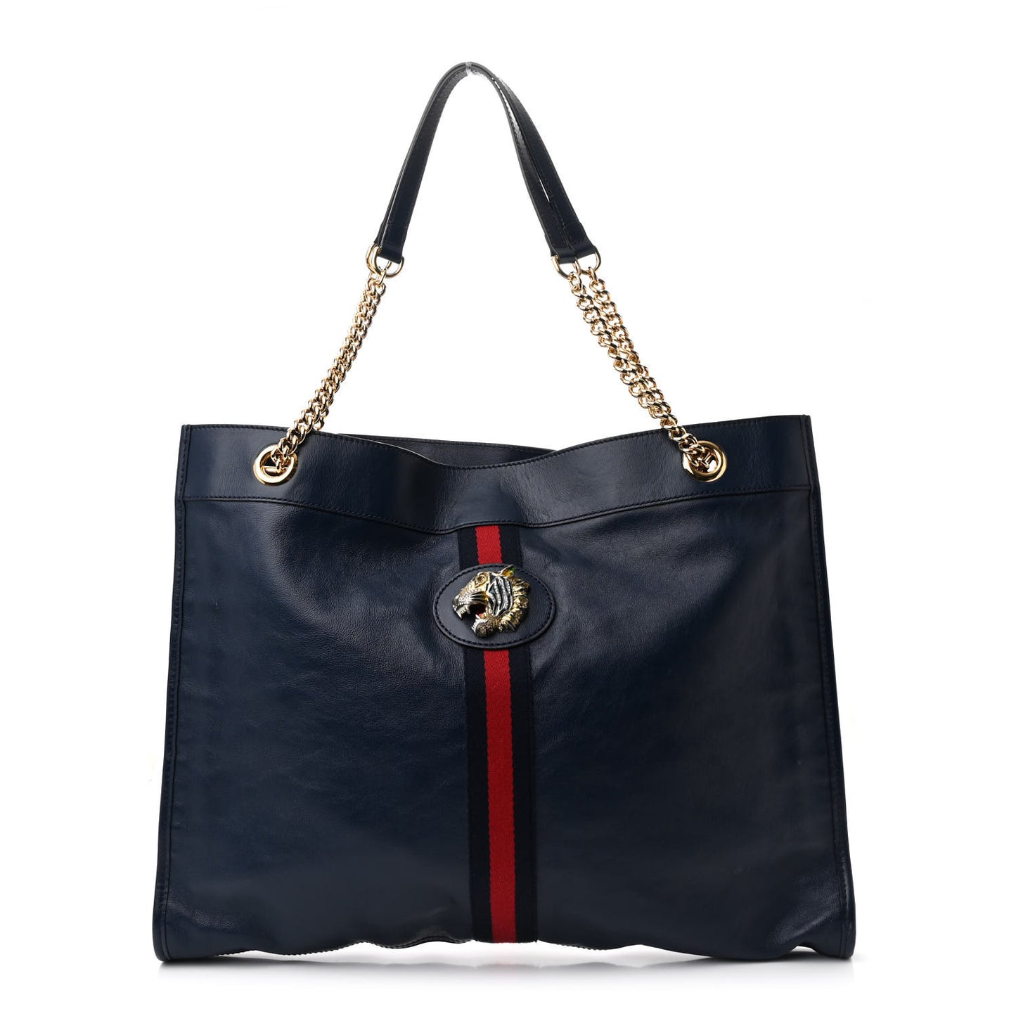 Calfskin Web Large Rajah Chain Tote Blue