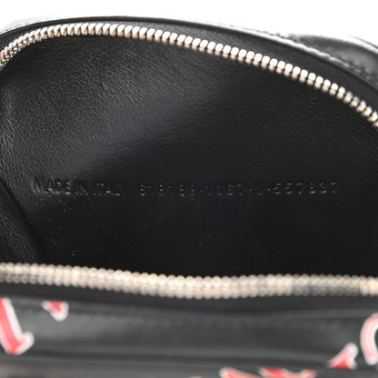 Balenciaga Calfskin Logo Print Cash Phone Holder Bag Black Red 6 of 8