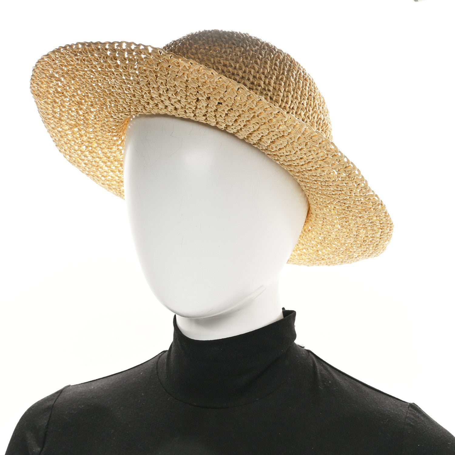 Chanel Straw Wide Brim Hat L Beige 2 of 8