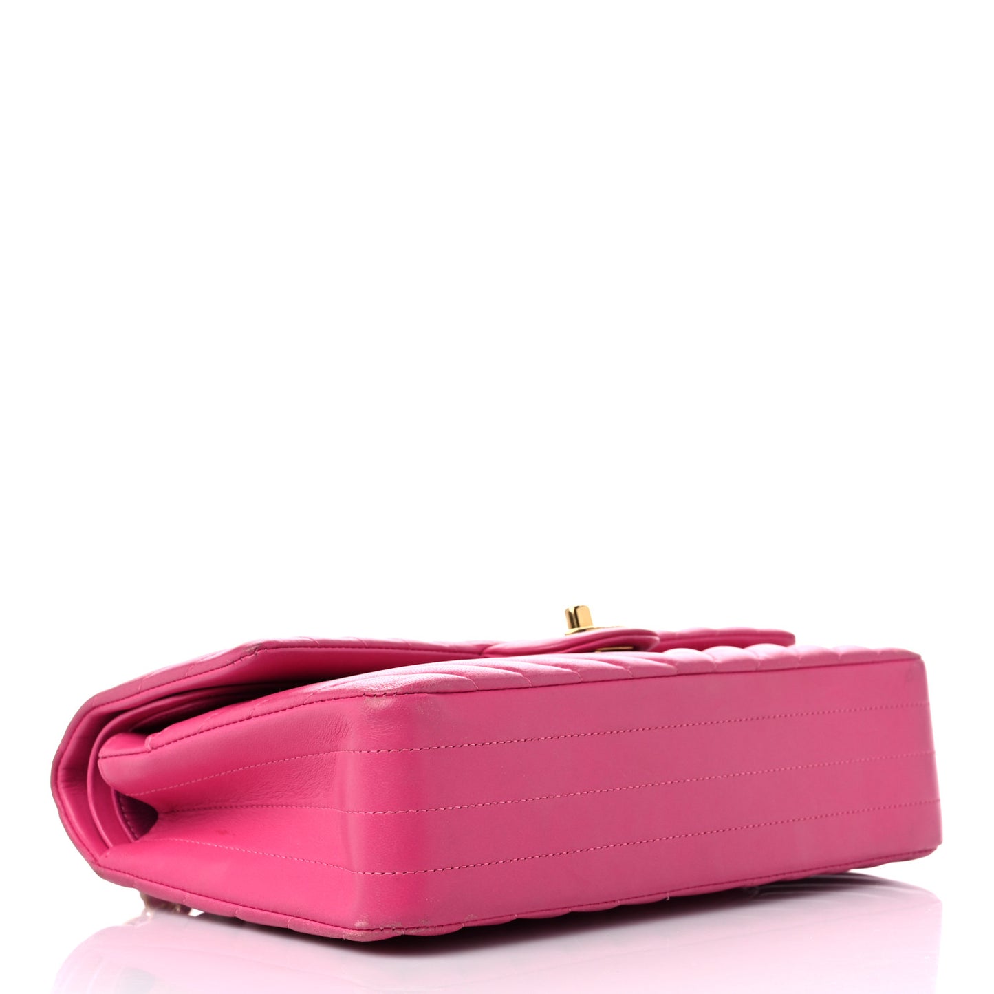 Lambskin Chevron Quilted Medium Double Flap Pink