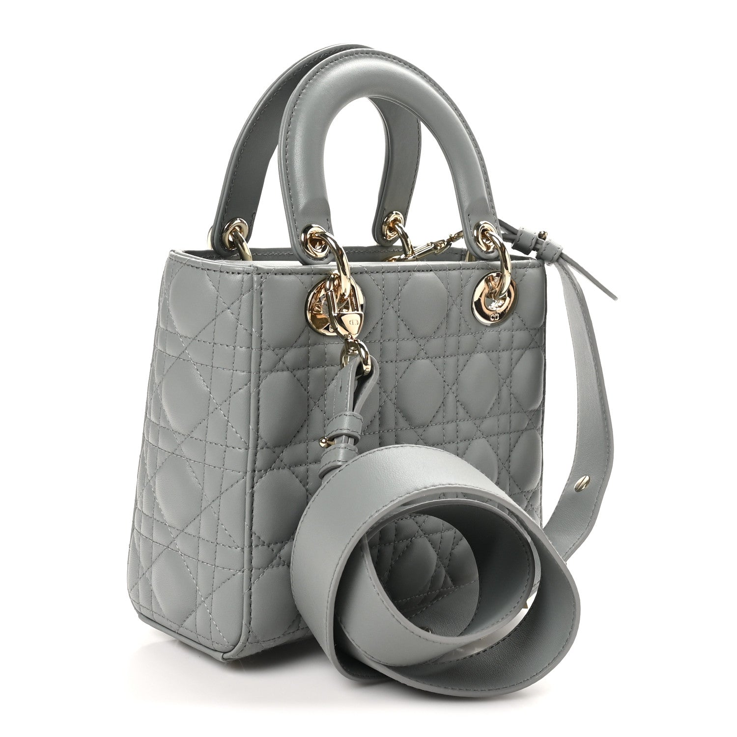 Christian Dior Lambskin Cannage Small My ABCDior Lady Dior Grey 3 of 9