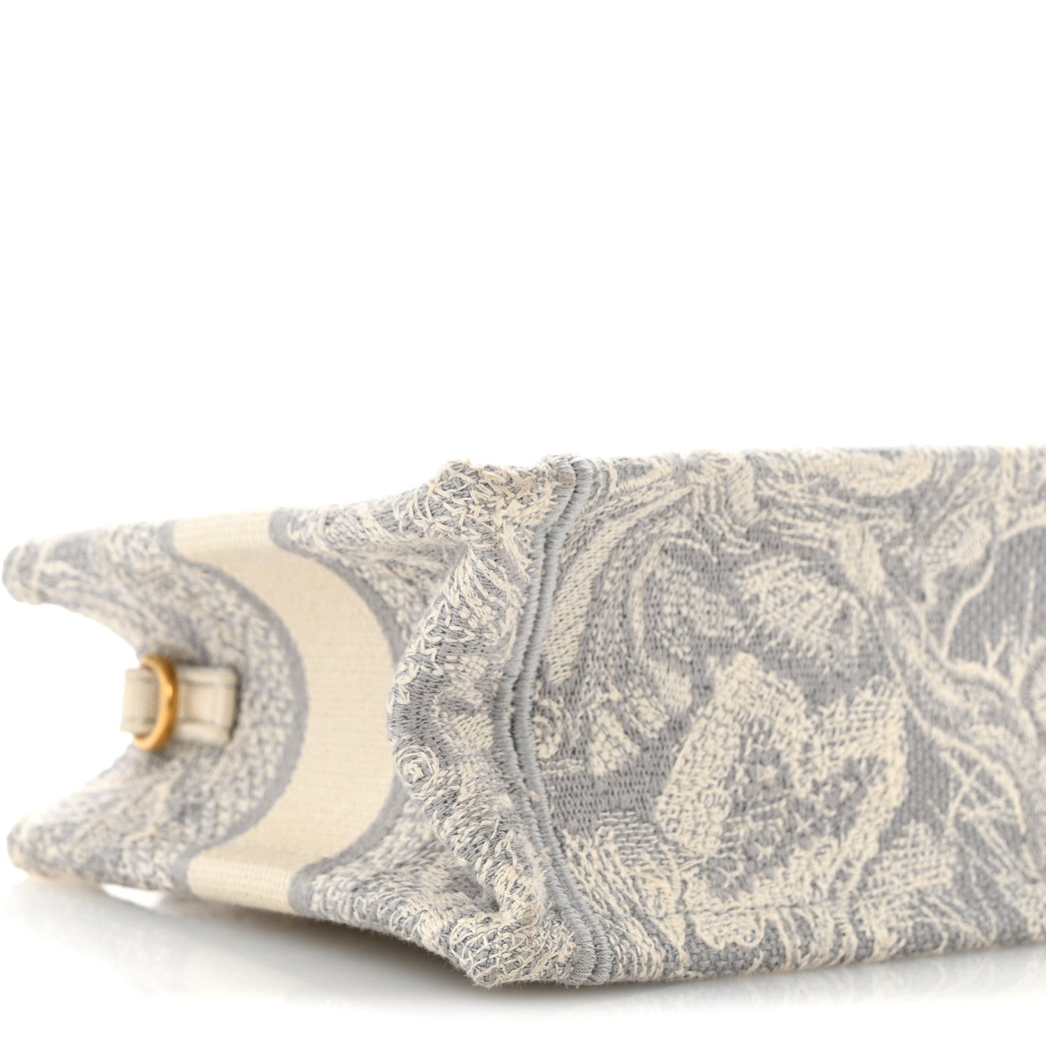 Christian Dior Canvas Embroidered Toile De Jouy Reverse Mini Book Tote With Strap Grey 9 of 14