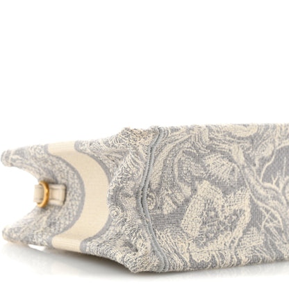 Christian Dior Canvas Embroidered Toile De Jouy Reverse Mini Book Tote With Strap Grey 9 of 14