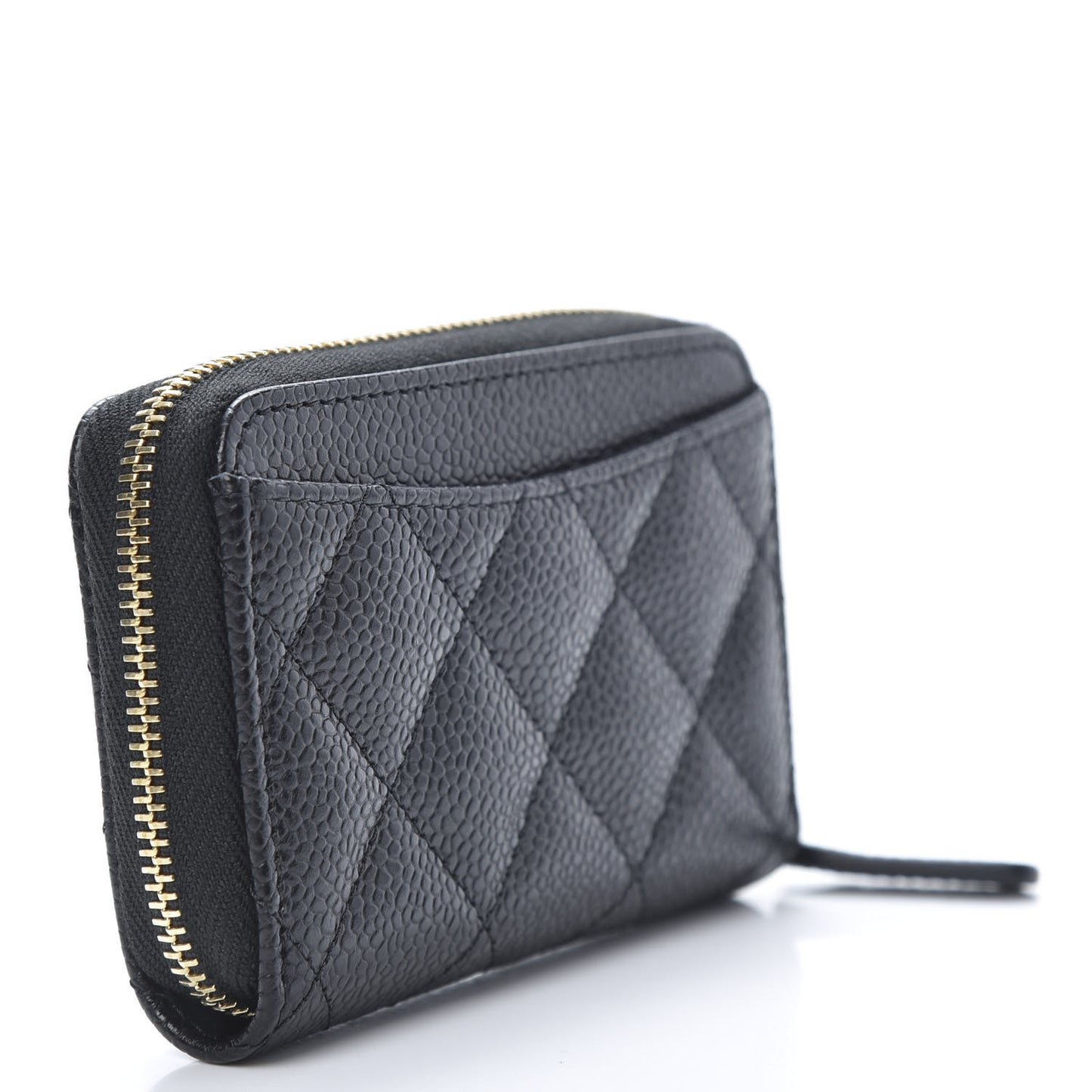 Caviar Quilted Zip Coin Purse Black