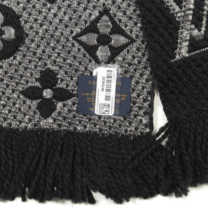 Louis Vuitton Wool Silk Logomania Shine Scarf Black 3 of 3