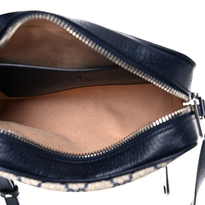 Gucci GG Supreme Monogram Textured Dollar Calfskin Web Mini Ophidia Shoulder Bag Beige Blue 5 of 10