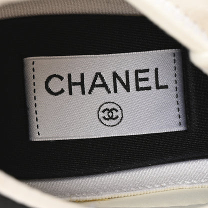 Chanel Velvet Calfskin Mixed Fibers CC Sneakers 39.5 Ivory Black 7 of 10