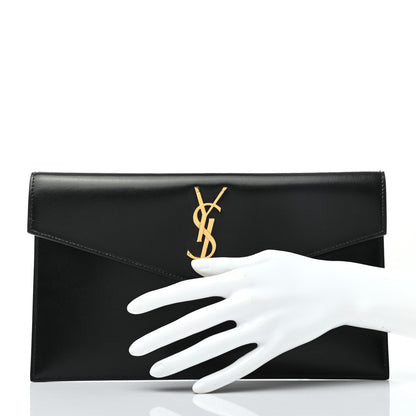 Saint Laurent Smooth Shiny Calfskin Monogram Uptown Pouch Black 4 of 14