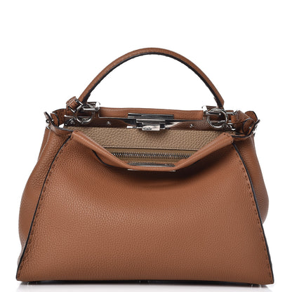 Fendi Cuoio Romano Selleria Bi-Color Medium Peekaboo Iconic Satchel Mou Deserto 1 of 9