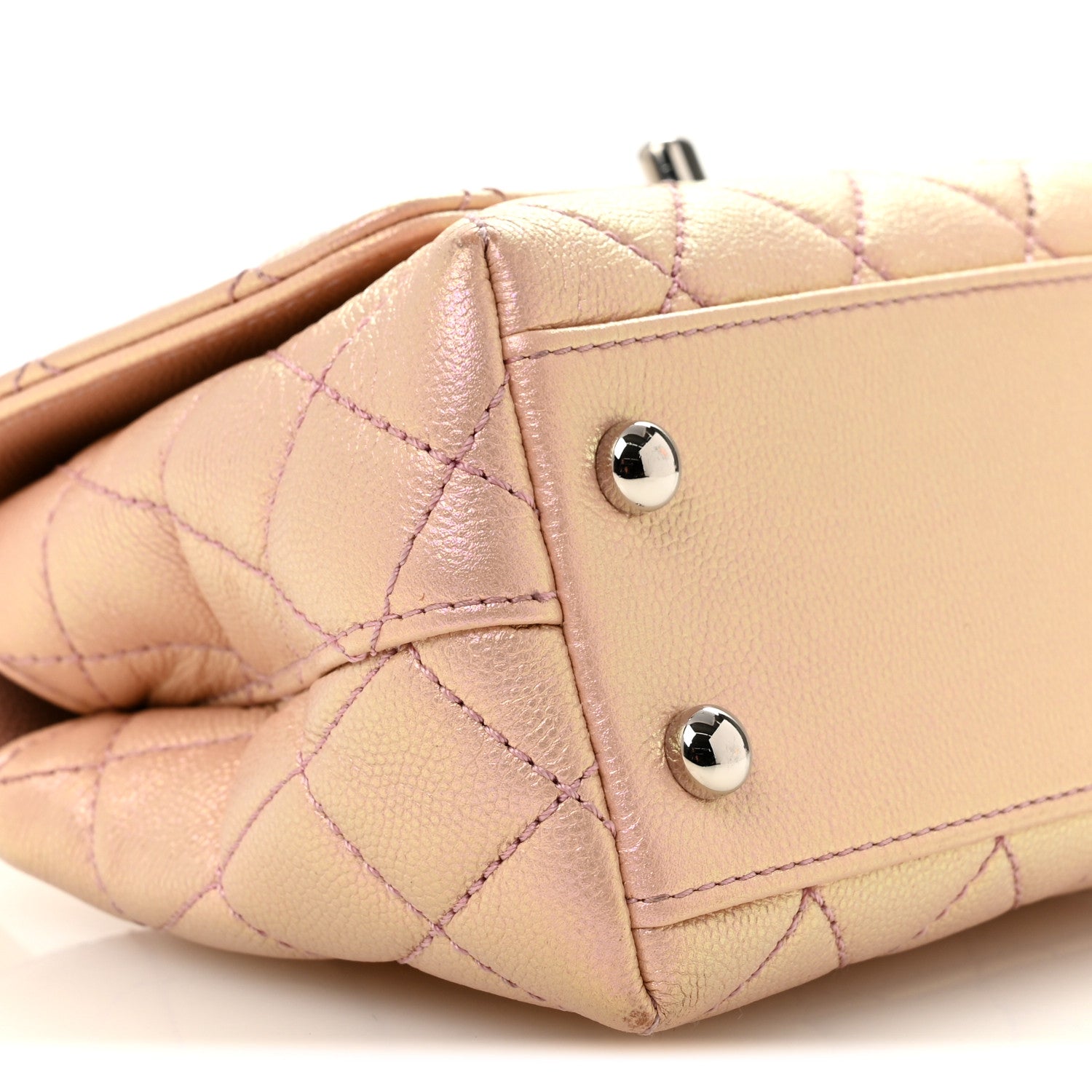 Chanel Iridescent Caviar Quilted Extra Mini Coco Handle Flap Light Pink 9 of 14