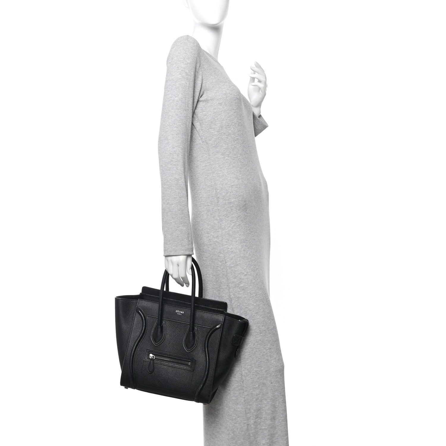 Celine Drummed Calfskin Micro Luggage Black 2 of 9