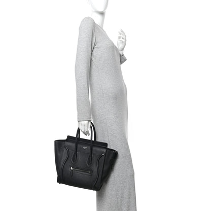 Celine Drummed Calfskin Micro Luggage Black 2 of 9