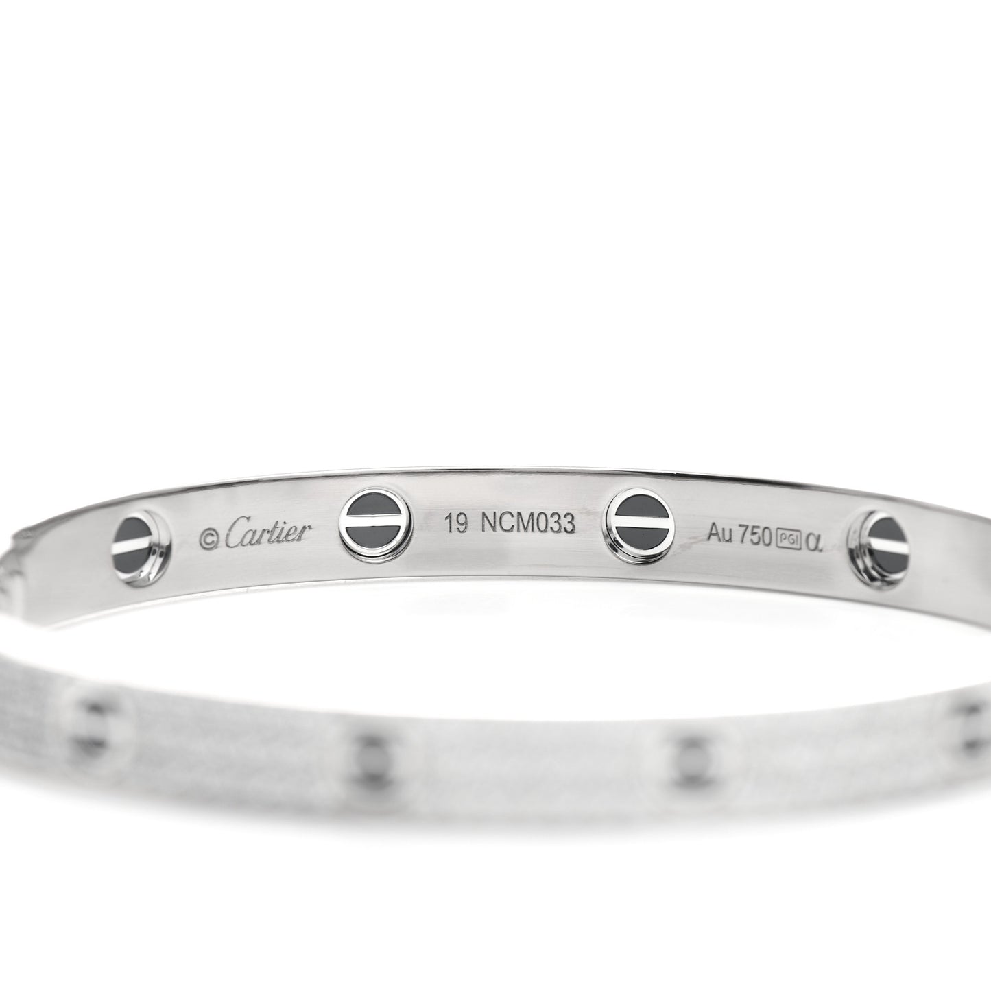 18K White Gold Diamond Ceramic LOVE Paved Bracelet 19