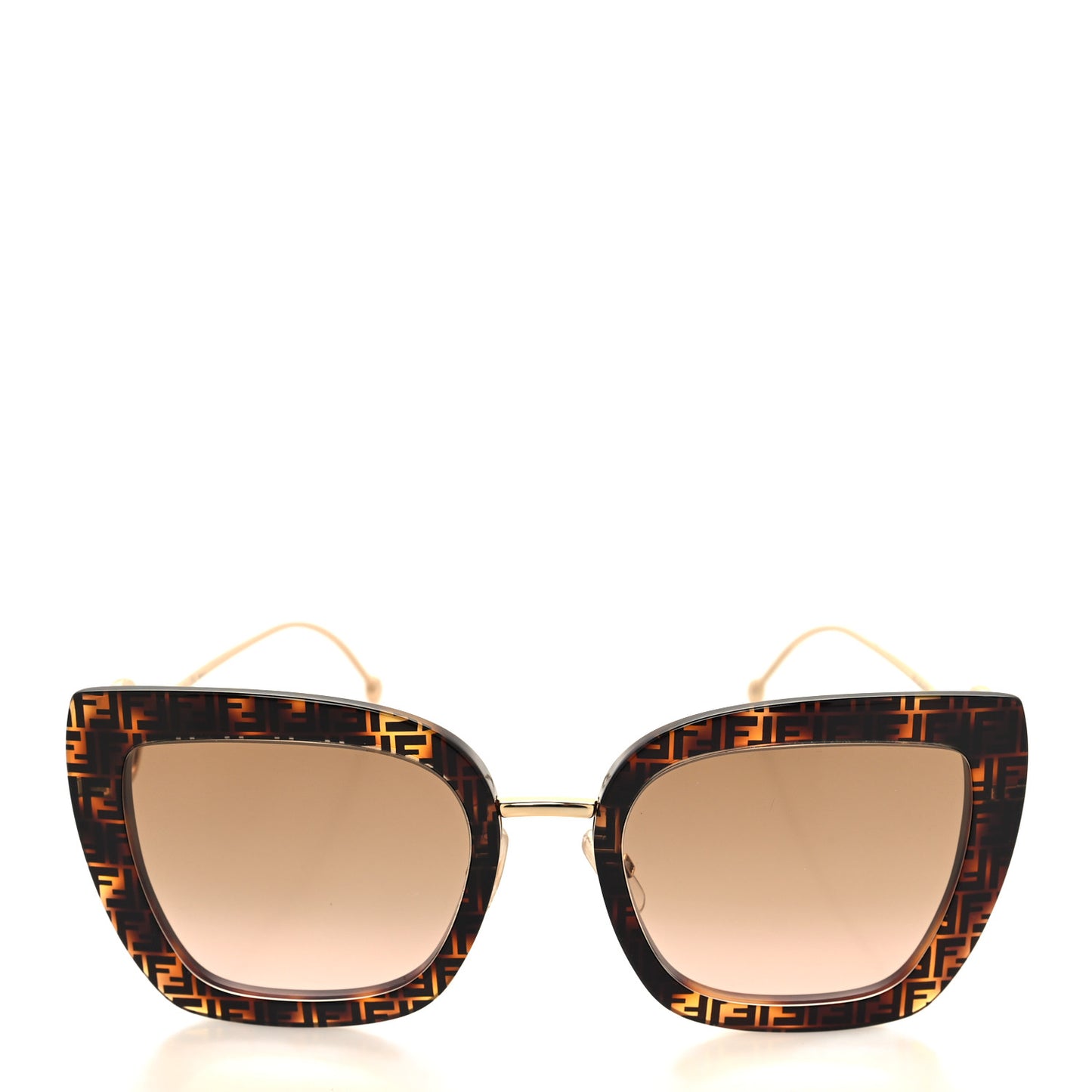 Acetate Metal F is Fendi FF Square Cat Eye Sunglasses FF 0424/F/S Havana