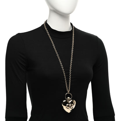 Chanel Metal CC Heart Locket Necklace Gold 2 of 6