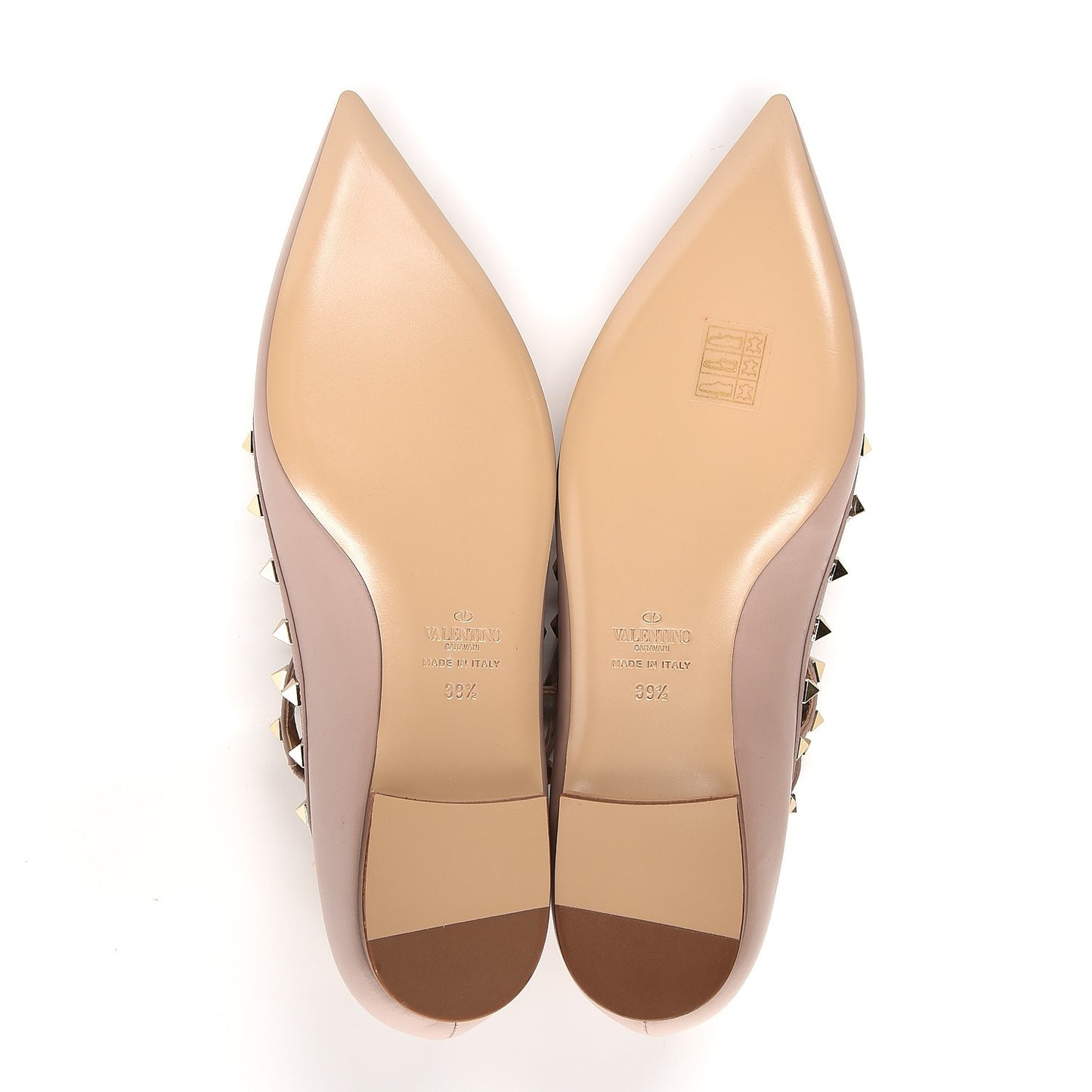 Nappa Rockstud Cage Ballerina Flats 39.5 Poudre