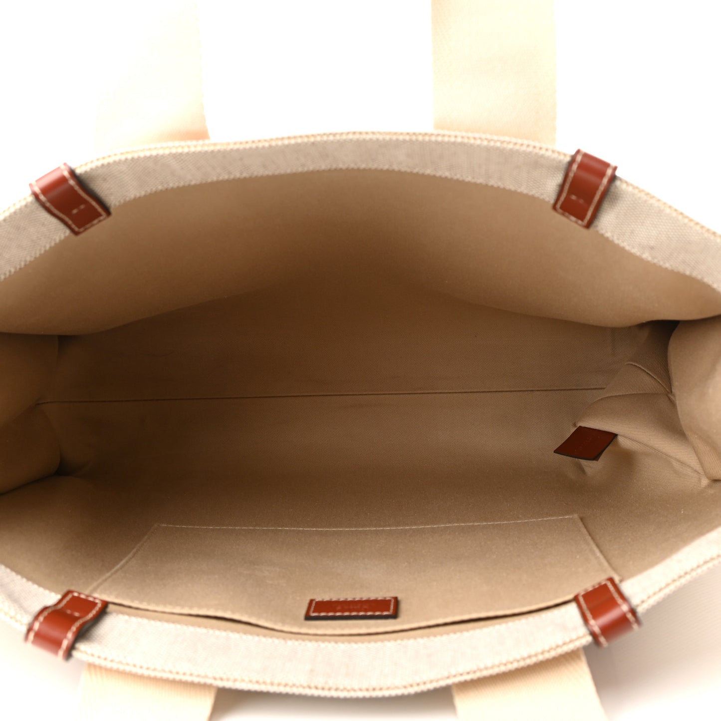 Cotton Calfskin Large Woody Ribbon Tote White Brown