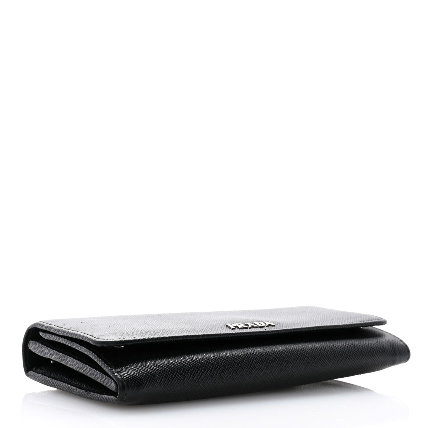 Saffiano Metal Continental Flap Travel Wallet Black