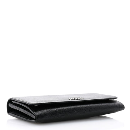Prada Saffiano Metal Continental Flap Travel Wallet Black 4 of 8